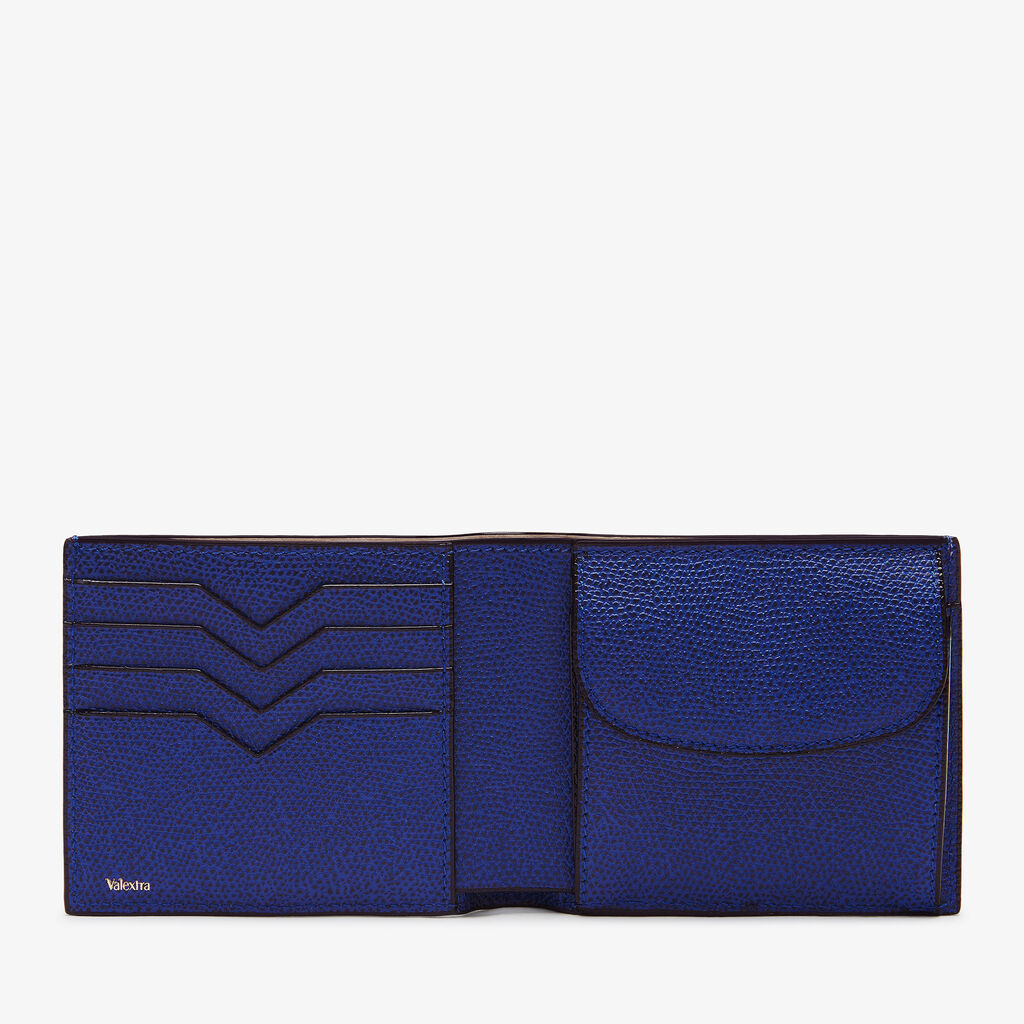 Portafoglio Bifold 4 Carte Di Credito Con Portamonete - Blu Royale - Vitello VS - Valextra - 4