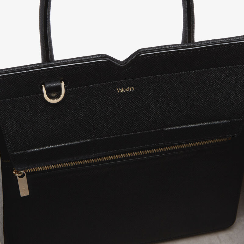 Milano Chiaroscuro Two Handles Medium Bag - Cashmere Beige/Black - Millepunte Soft calf leather - Valextra - 7