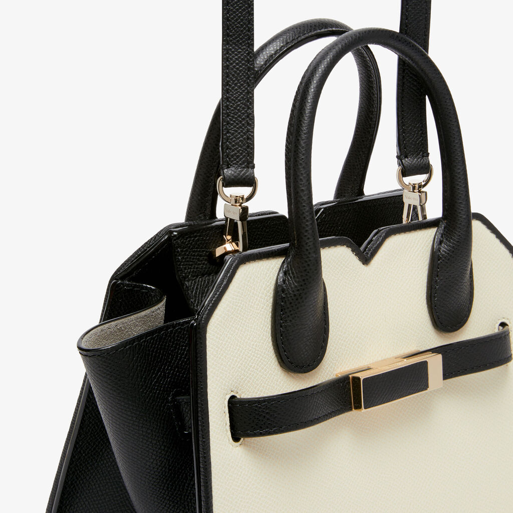 Milano Chiaroscuro Crossbody Micro Bag - Pergamena White/Black - Vitello Millepunte Soft - Valextra - 4