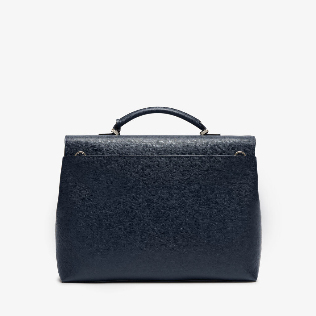 Avietta Briefcase with Flap 24h - Dark Blue - Vitello VS - Valextra - 6