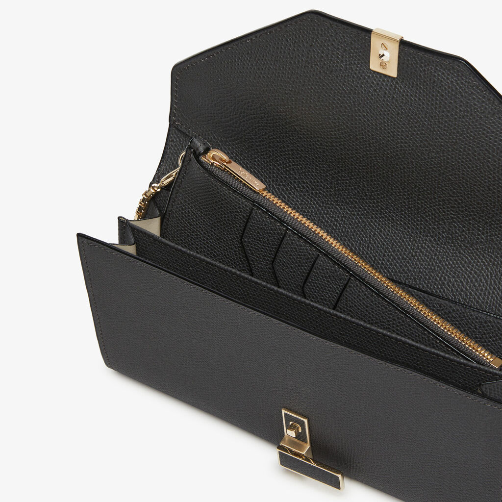 Iside continental purse with chain - Smokey Grey - Vitello VS - Valextra - 2