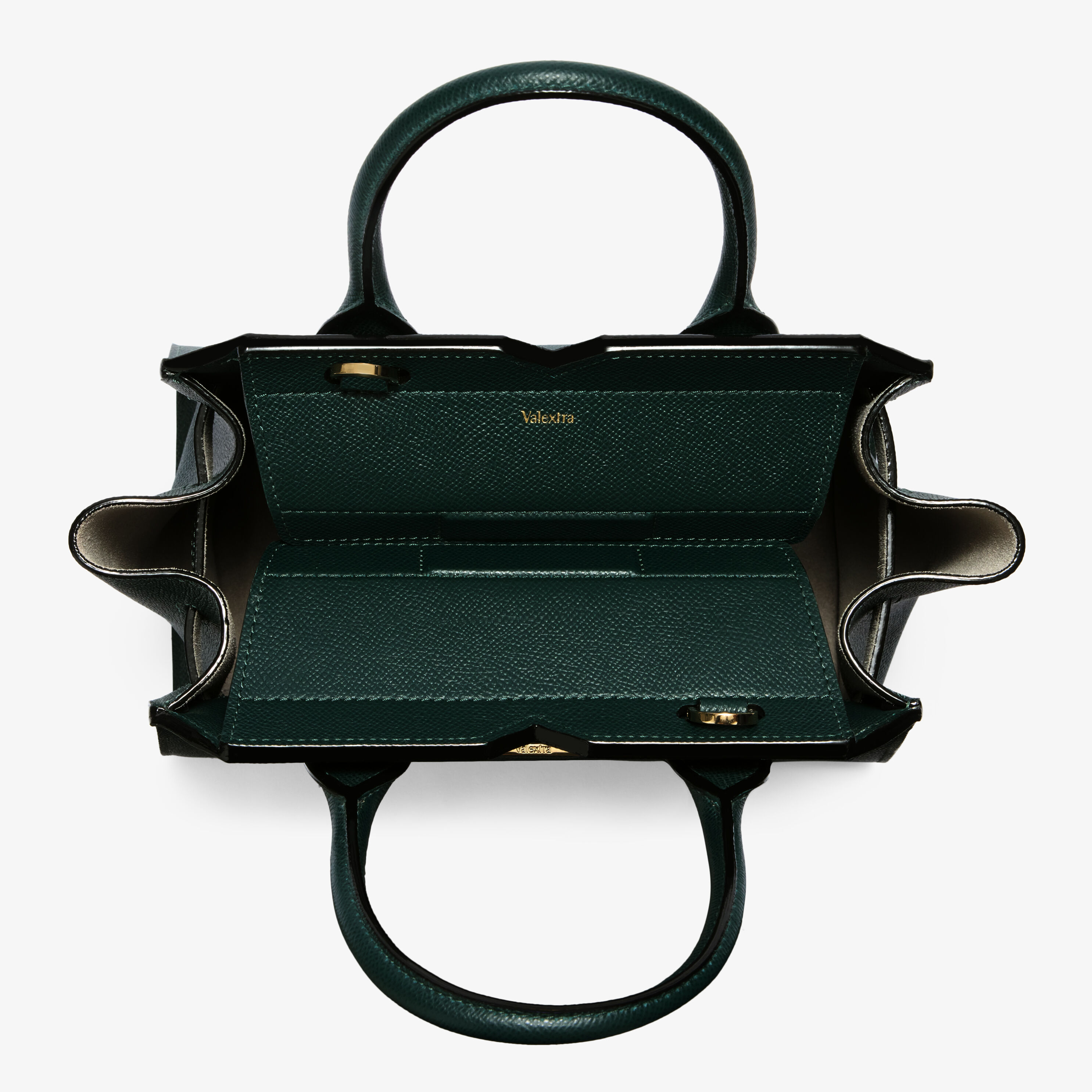 【美品】定価7.15万円Valextraミニウォレットダークグリーン Green Leather compact top handle bag | Valextra Iside