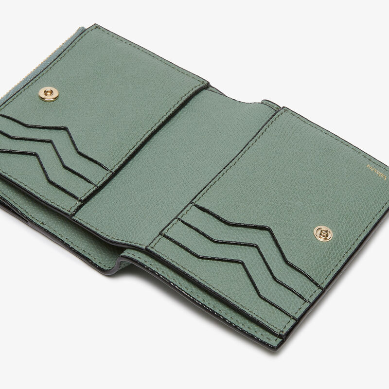 Purse with Coin Holder 6CC - Eucalyptus Green - Millepunte calf leather - Valextra - 2