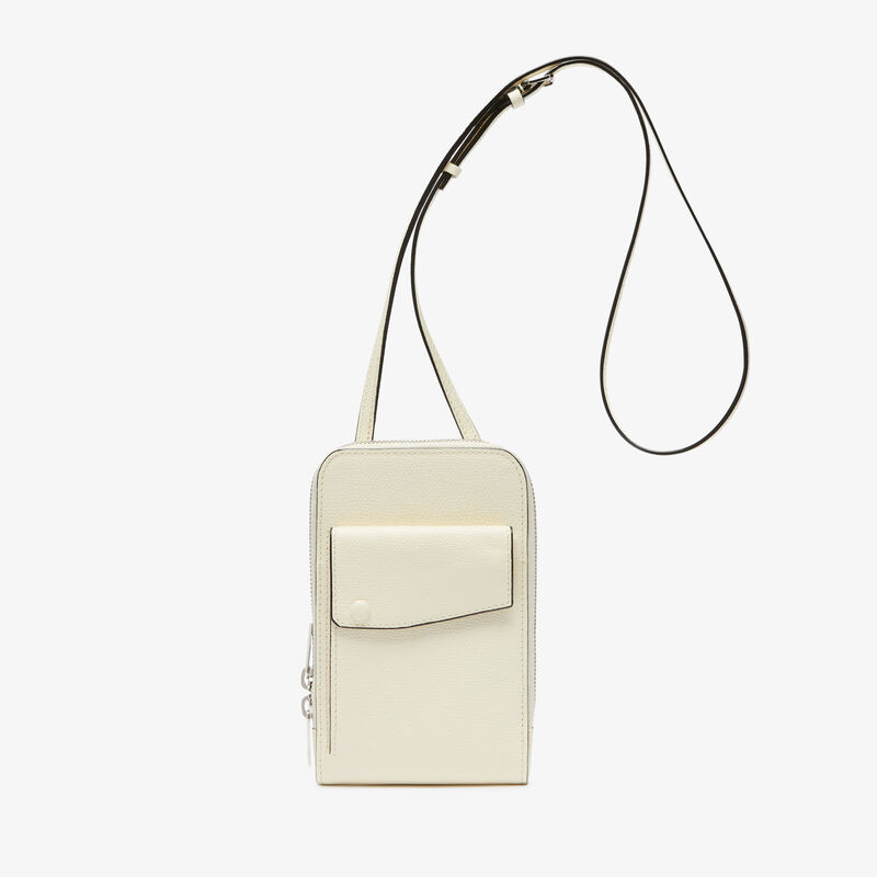 Crossbody Phone case - Pergamena White - Millepunte calf leather - Valextra - 1
