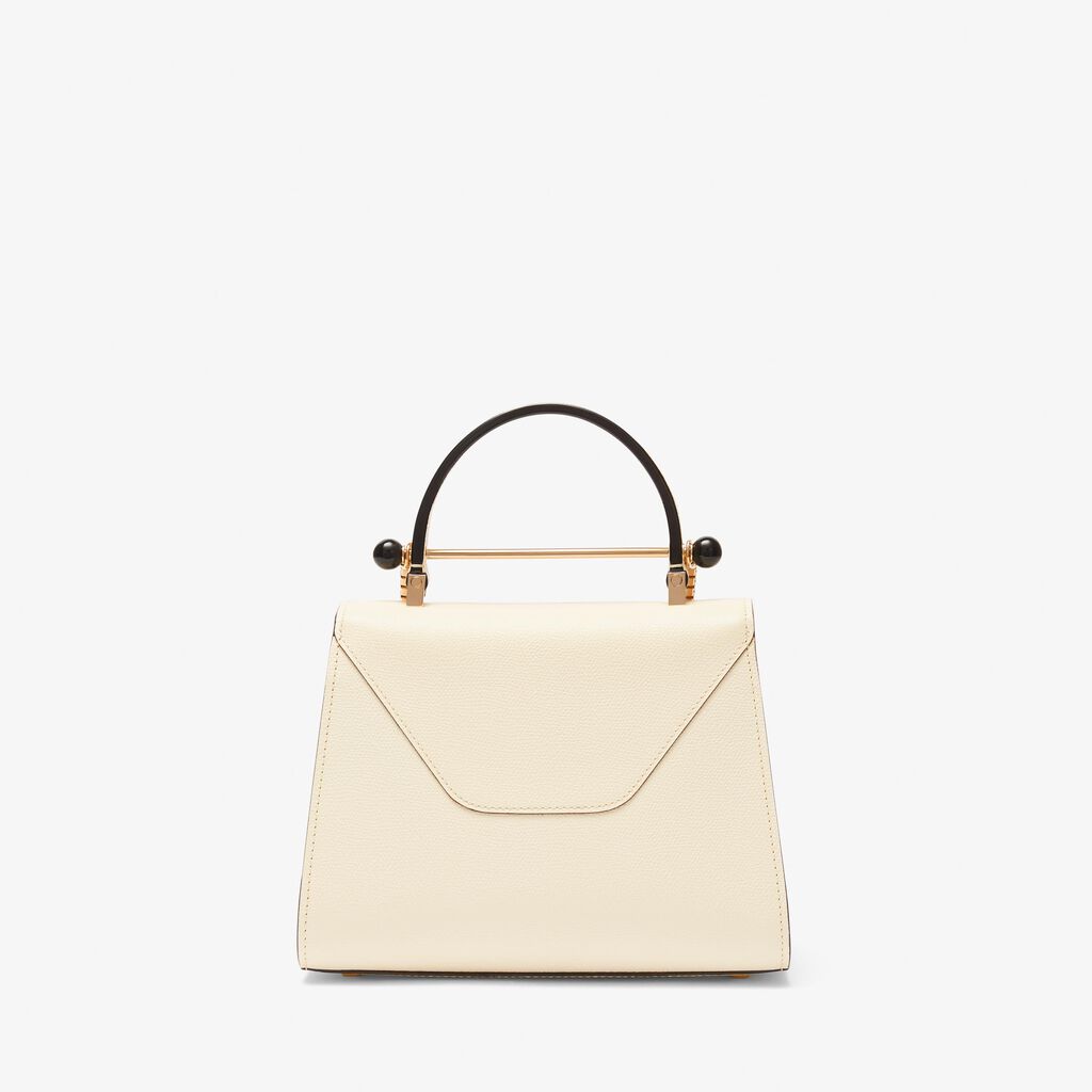 Iside Chain Top Handle Mini Bag - Pergamena White/Black - Vitello VS - Valextra - 6