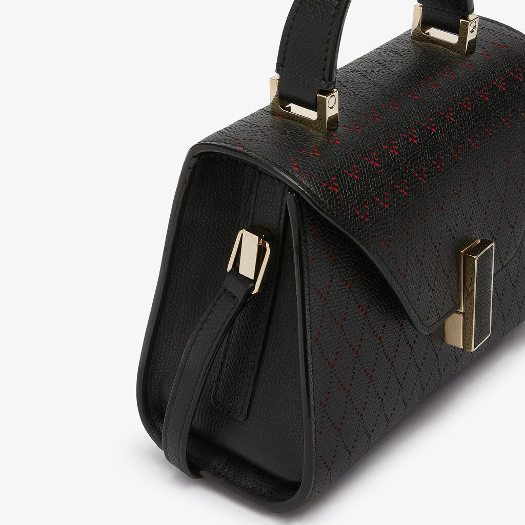 Iside Snake Crossbody Micro Bag - Black/Crimson Red - Vitello VS-Foratura a Contrasto - Valextra - 3