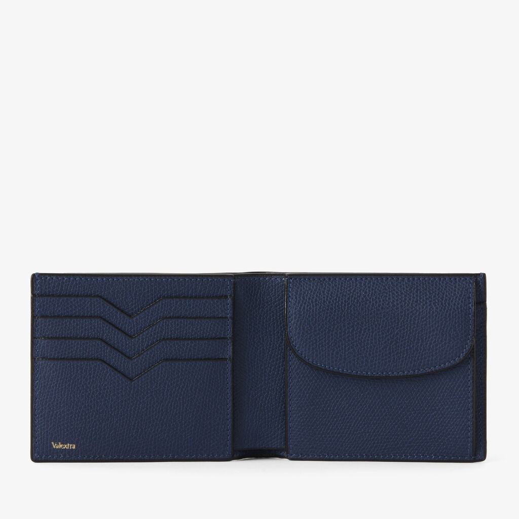 Wallet 4Cc With Coin Holder - Sapphire Blue - Vitello VS - Valextra - 4