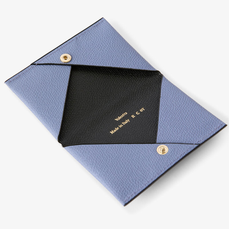 Card Case with Button - Hydrangea Blue/Black - Millepunte calf leather - Valextra - 2