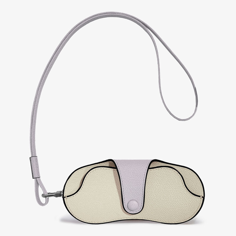 2 COLORS GLASSES HOLDER COLOR-BLOCK WITH STRAP CALF LEATHER VS PALLADIUM,WWGT,gallery