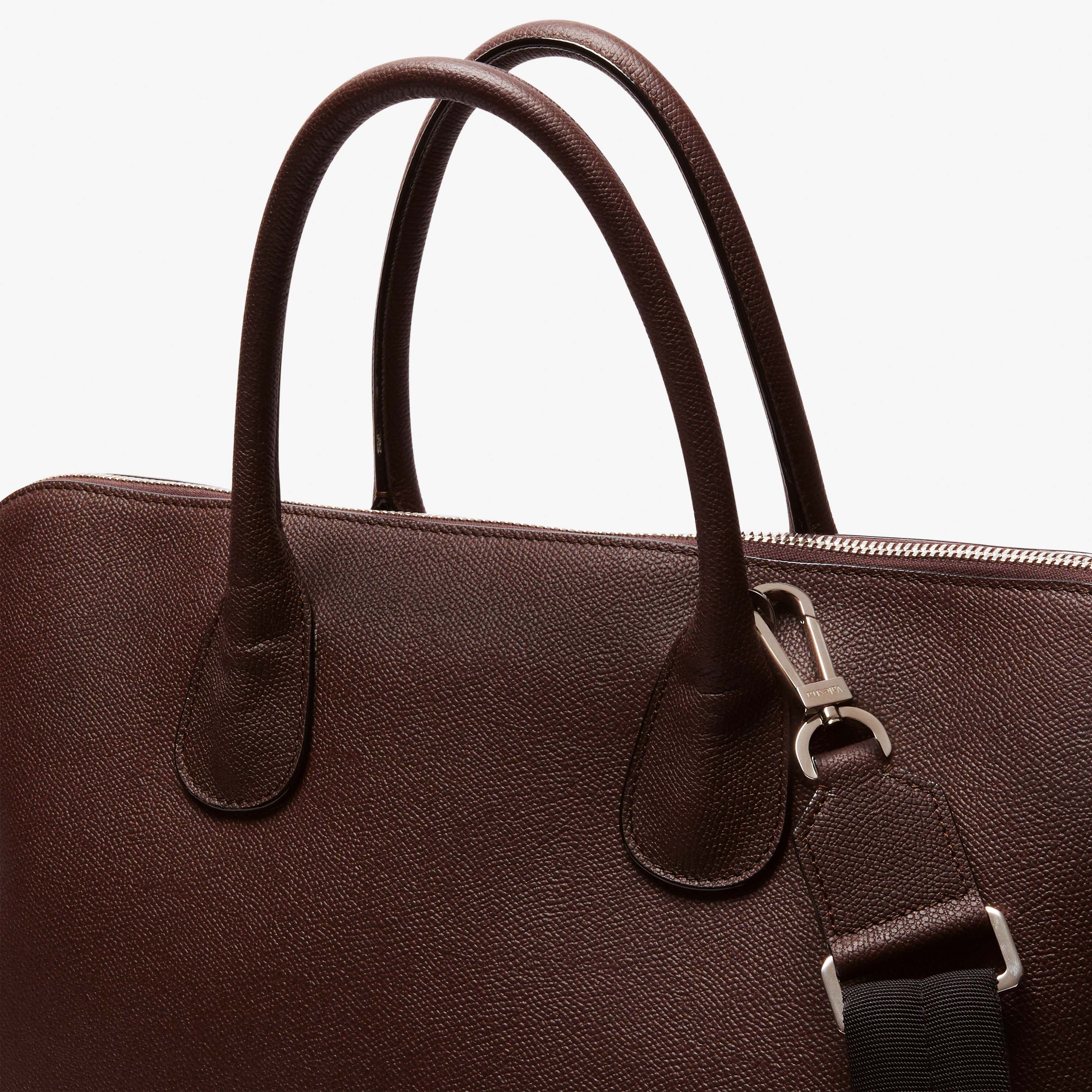 Men's Brown Leather tote bag with strap | Valextra My Logo