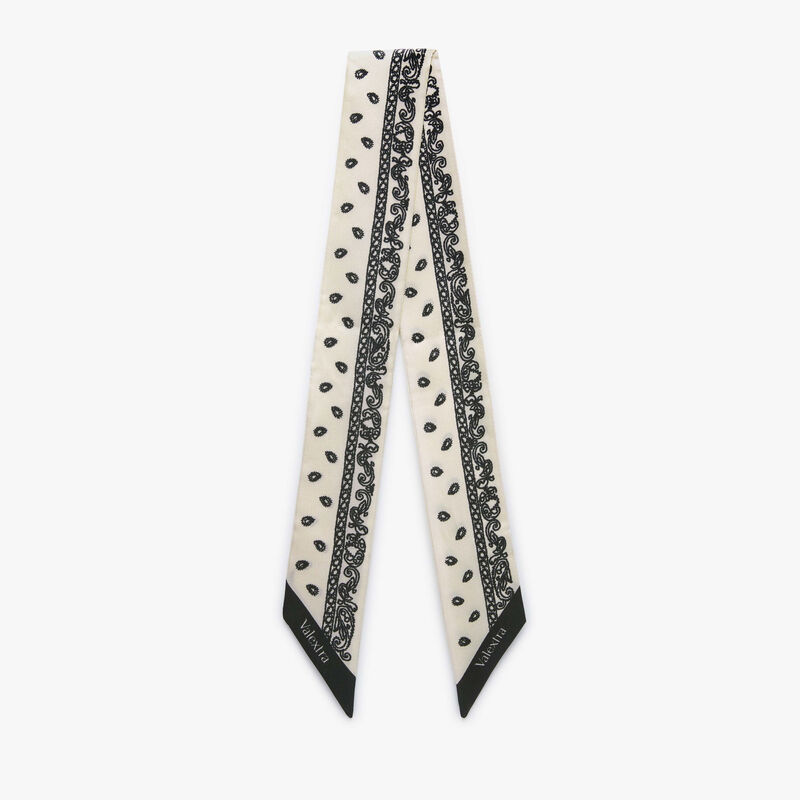 Silk band Paisley - Pergamena White/Black - Silk - Valextra - 1