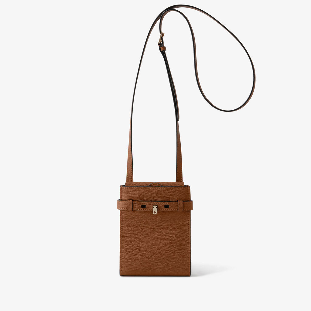 Brera B-Tracollina slim Crossbody micro bag - Chocolate Brown - Vitello VS - Valextra - 1