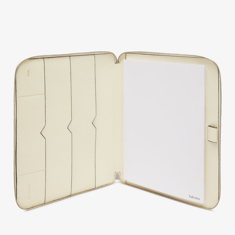 Zip Around Writing Folder A4 - Pergamena White - Millepunte calf leather - Valextra - 2