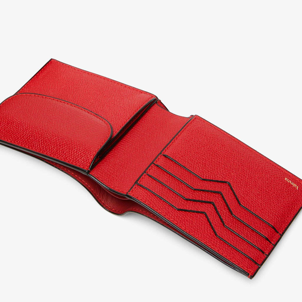 Wallet 4Cc With Coin Holder - Red - Vitello VS - Valextra - 2