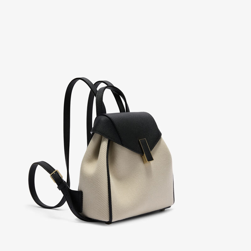 Iside Textured Canvas Backpack Mini -  - Canvas Eutolbat/Vitello Millepunte Soft - Valextra - 4