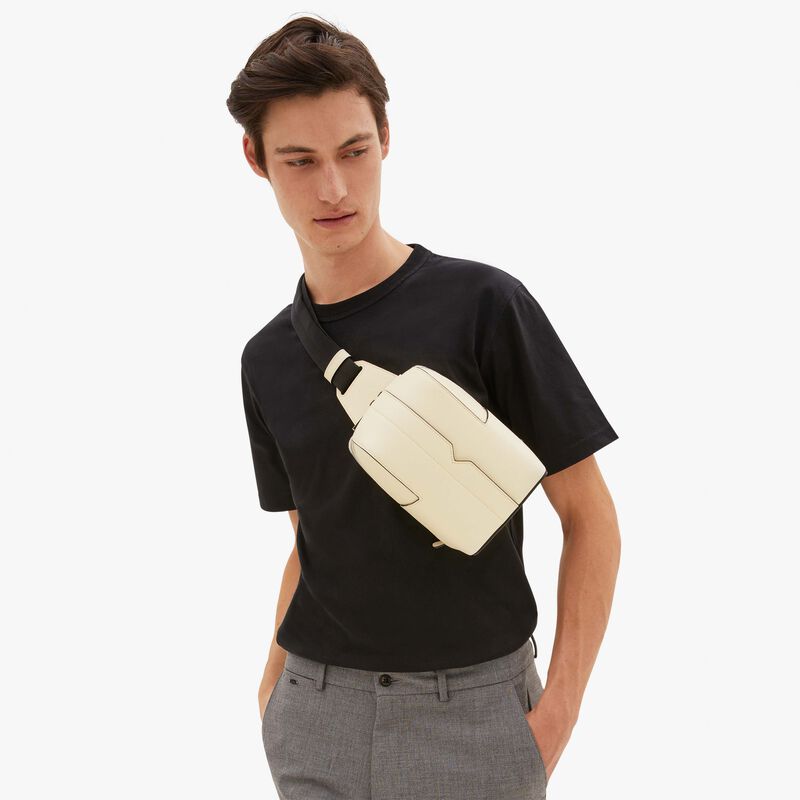 V-Line One Shoulder Mini Backpack - Pergamena White - Millepunte calf leather - Valextra - 2