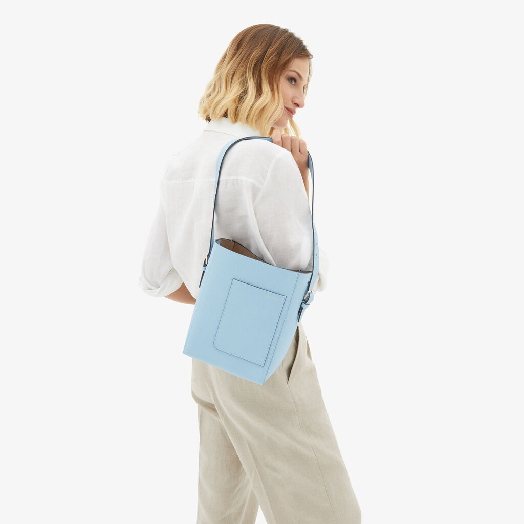 Soft Bucket Mini Bag - Cerulean Blue - Vitello VS - Valextra - 2