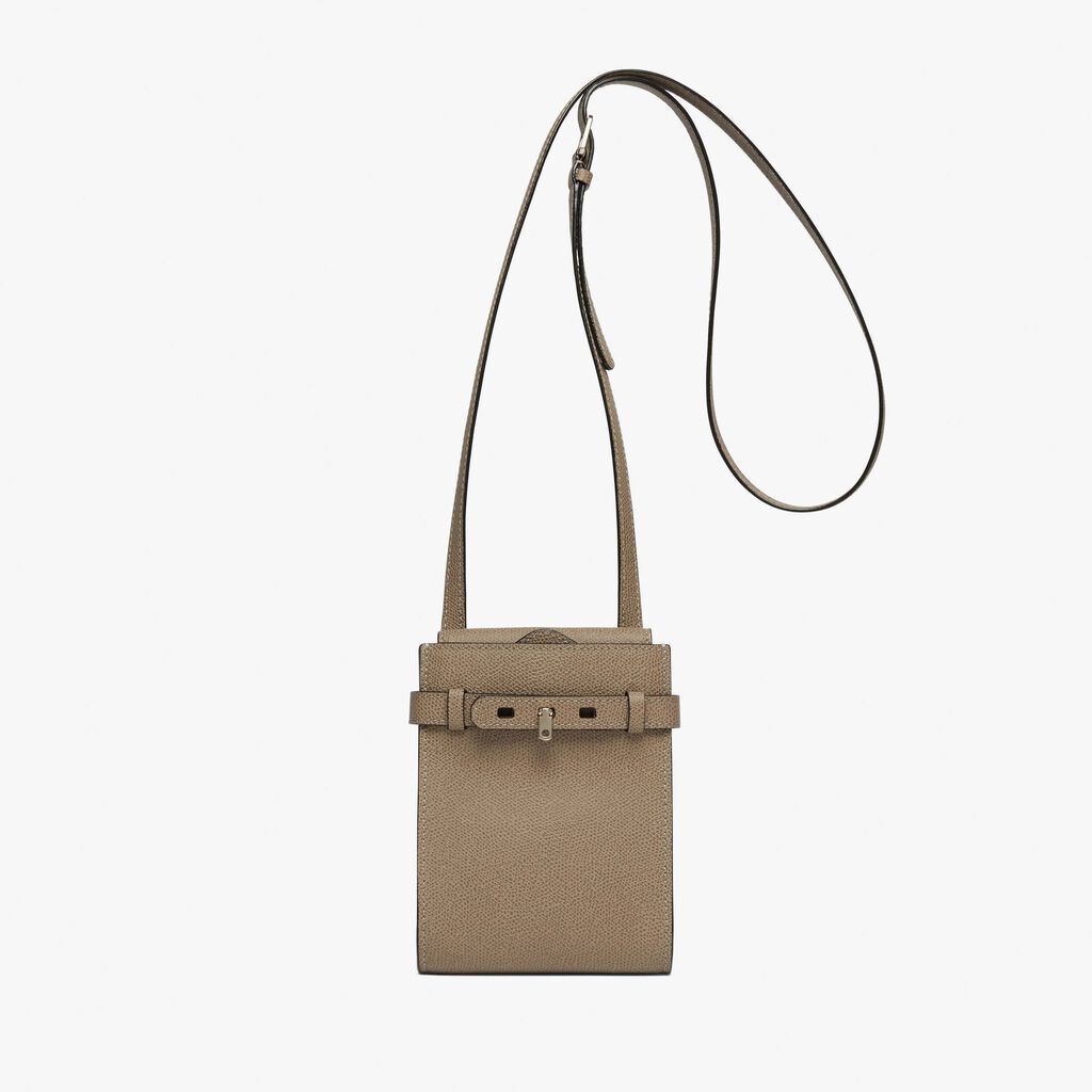 Brera B-Tracollina slim Crossbody micro bag - Oyster Brown - Vitello VS - Valextra - 1