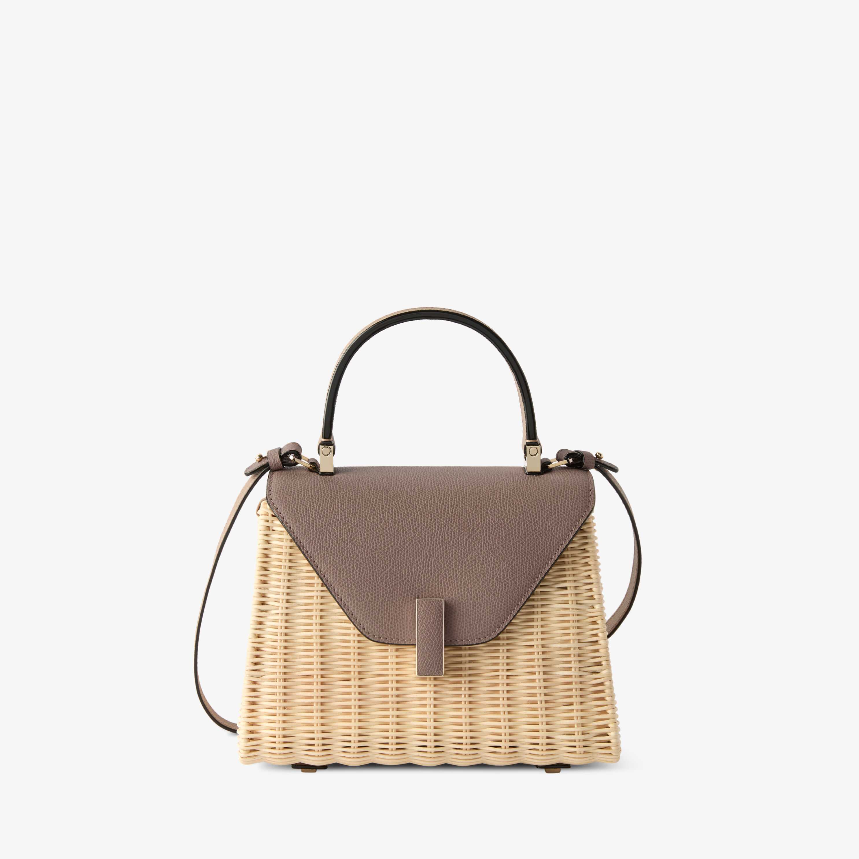 Women's Brown Leather Wicker Top Handle Mini Bag | Valextra Iside