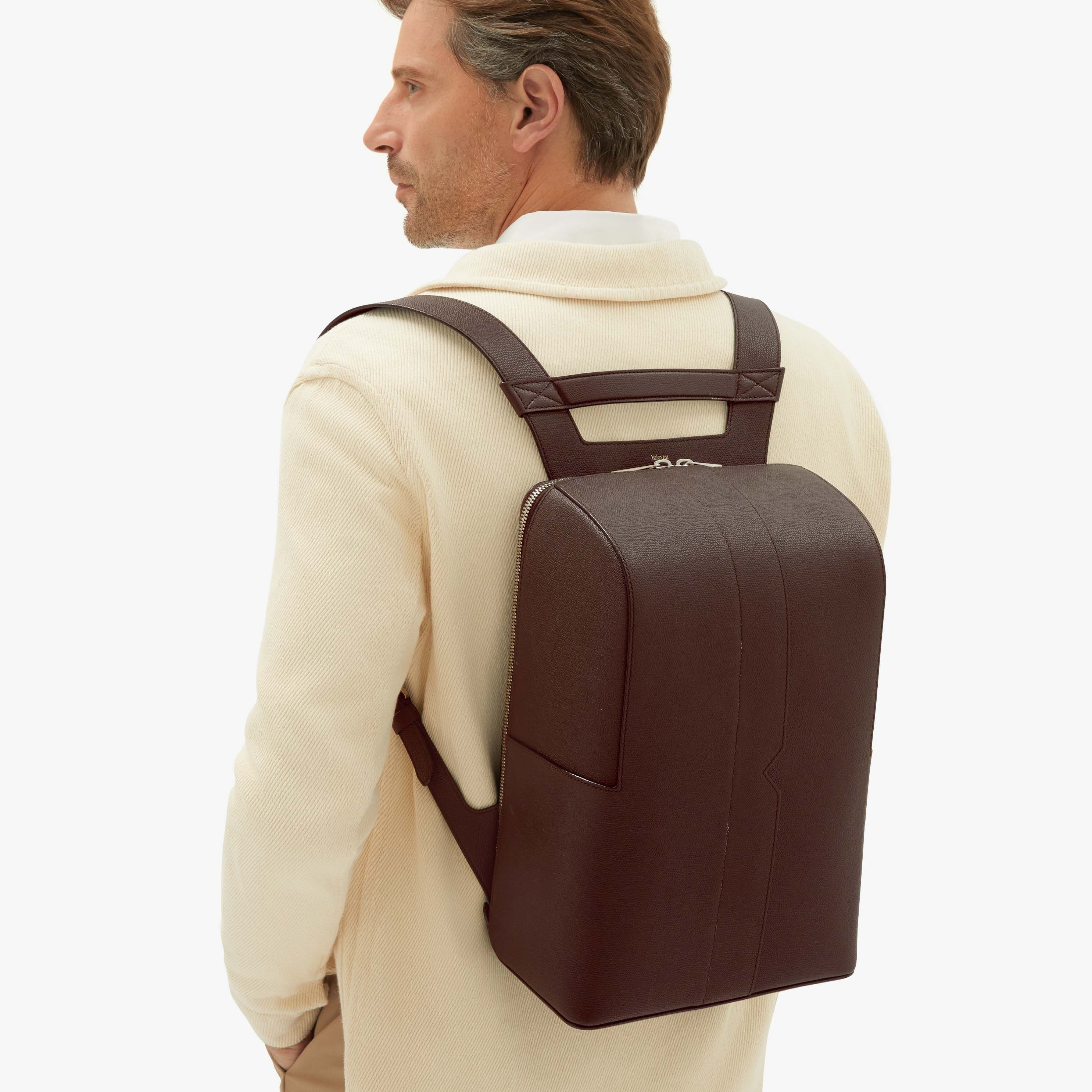 Brown Leather comfortable backpack Valextra V Line