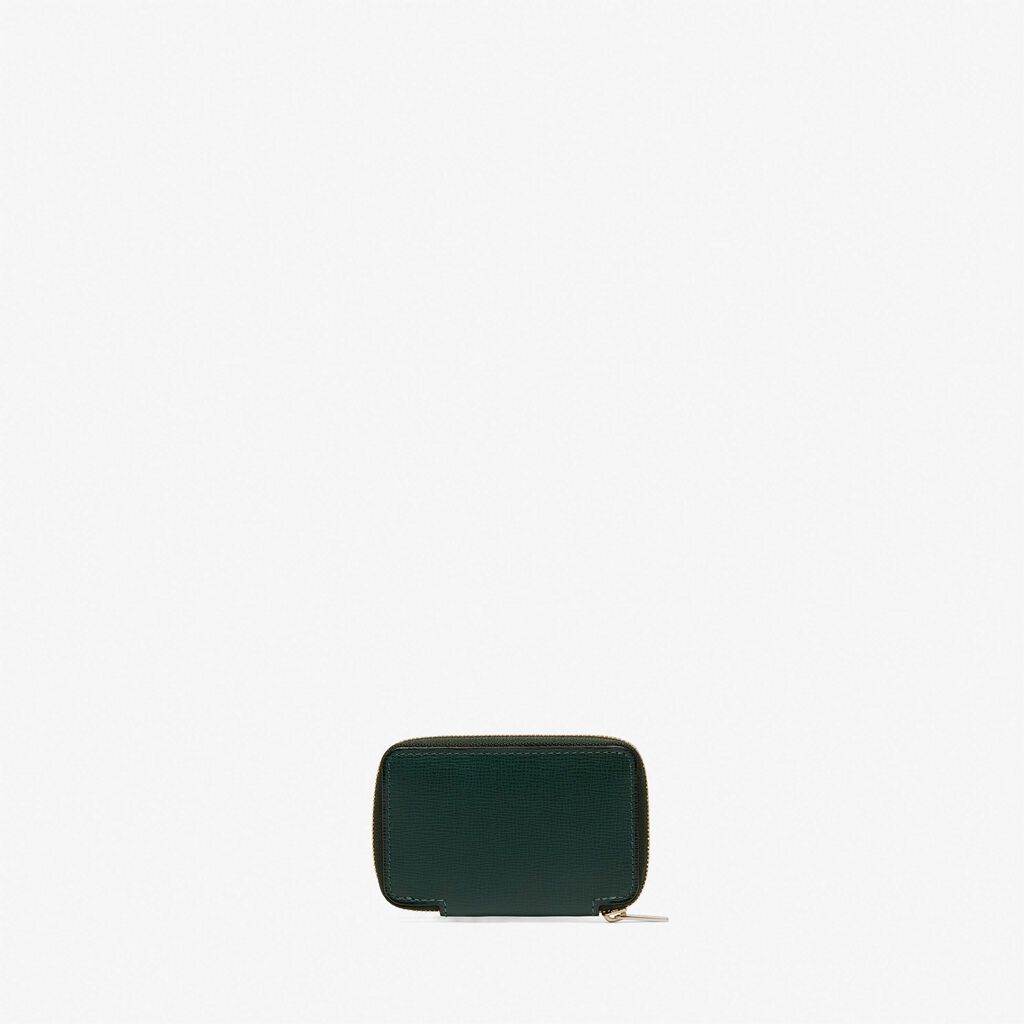 Coin holder zipped wallet 2cc - Valextra Green - Cuoio VL - Valextra - 1