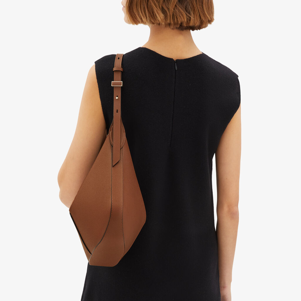 Vivi Hobo Mini Bag - Chocolate Brown - Vitello Millepunte Soft - Valextra - 3