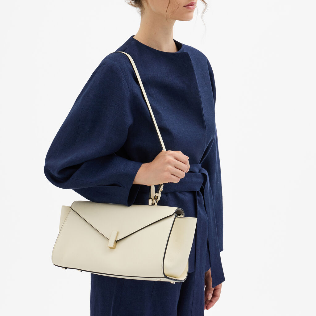 Iside Editor Top Handle Medium Bag - Pergamena White - Millepunte Soft calf leather - Valextra - 3