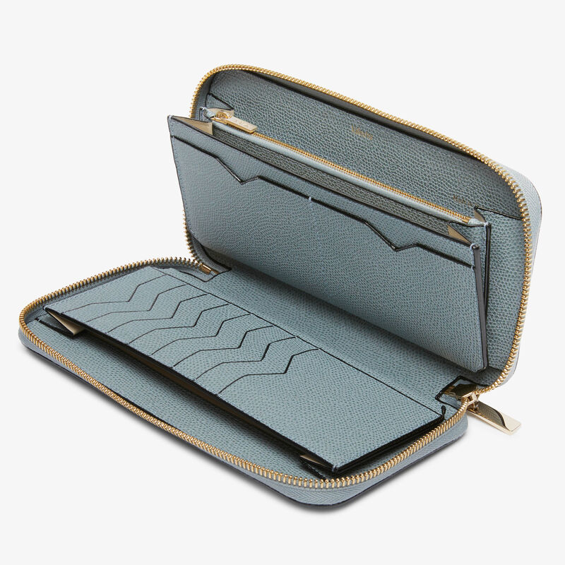 Zip Around 10 CC Wallet - Smokey Blue - Millepunte calf leather - Valextra - 2
