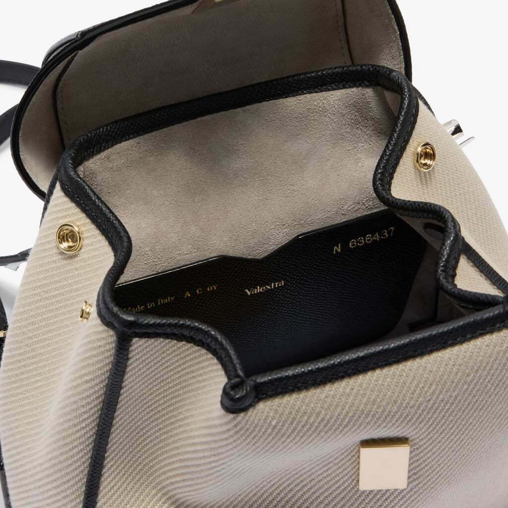 Iside Textured Canvas Backpack Mini -  - Canvas Eutolbat/Vitello Millepunte Soft - Valextra - 5