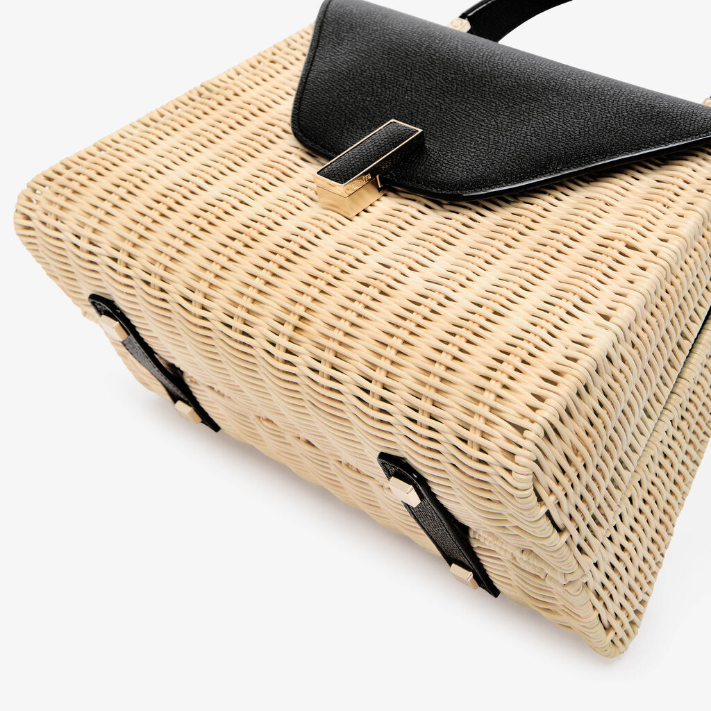 Iside Wicker Top Handle Medium Bag - Beige/Black - Midollino/Vitello VS - Valextra - 6