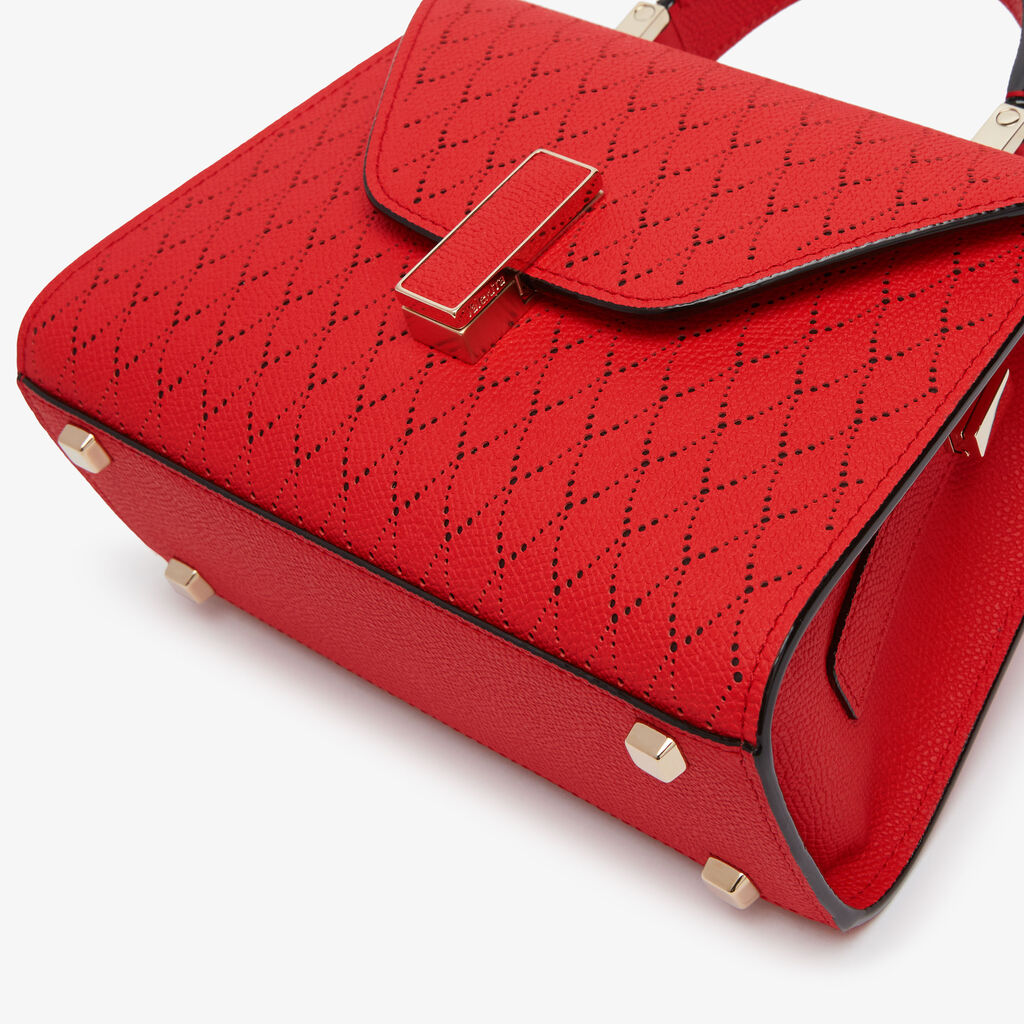 Iside Snake Crossbody Micro Bag - Crimson Red/lBack - Vitello VS-Foratura a Contrasto - Valextra - 4