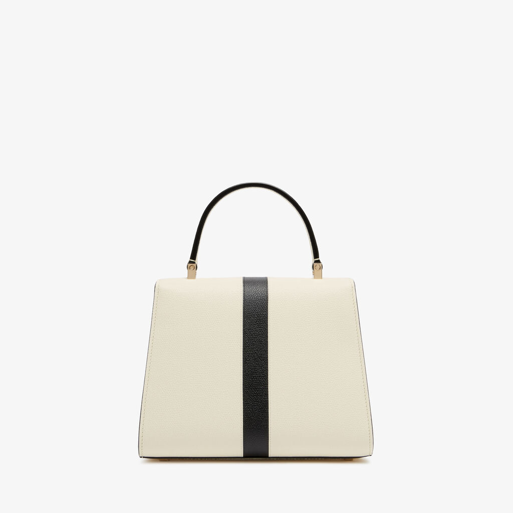 Iside Intarsia Line Top Handle Mini Bag - Pergamena White/Black - VS Vitello Line - Valextra - 6