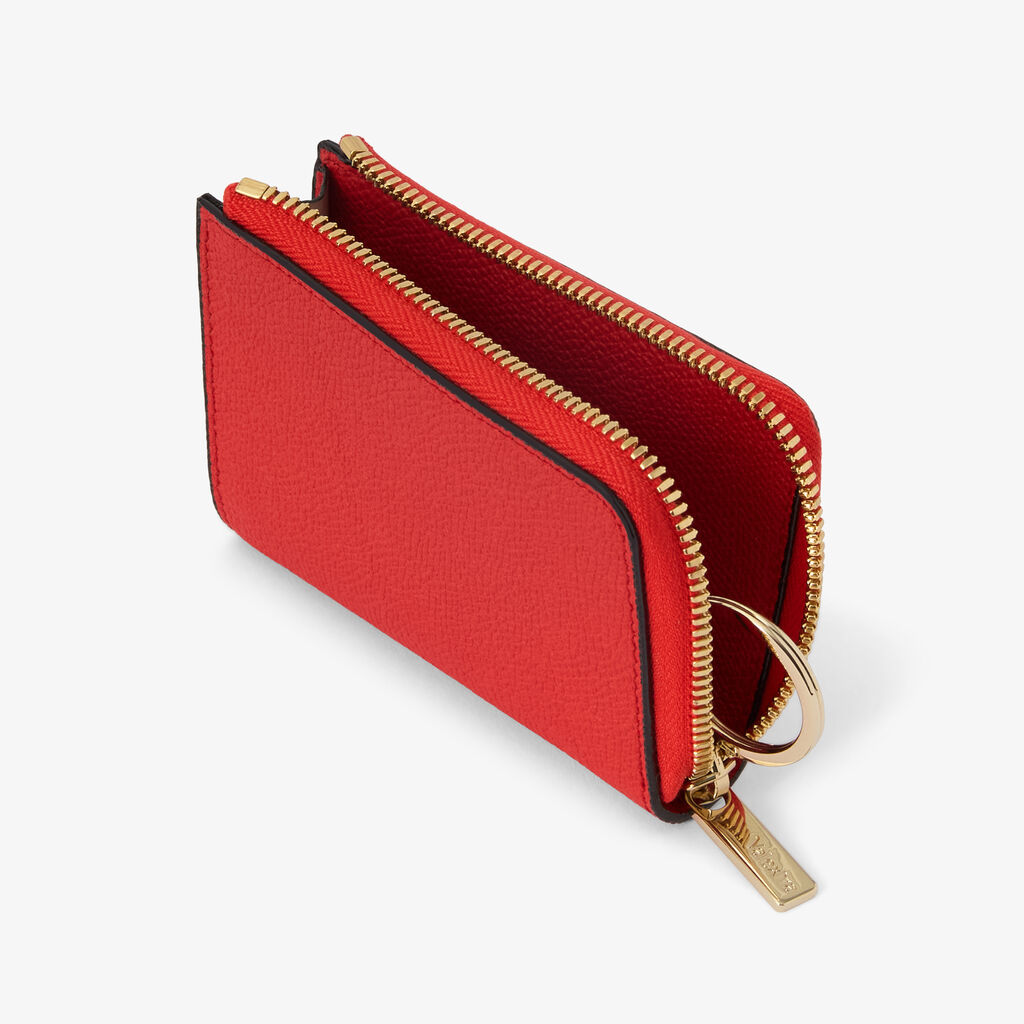 Key Holder Zip Around - Crimson Red - Vitello VS - Valextra - 2