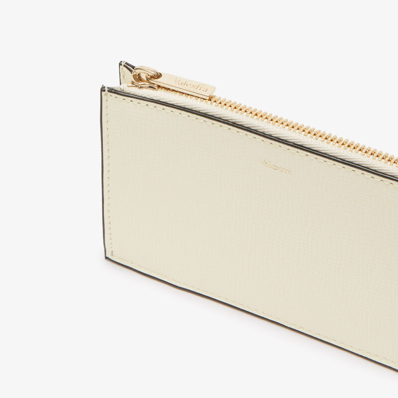 Card Holder 3CC with Zip - Pergamena White - Pavè calf leather - Valextra - 2