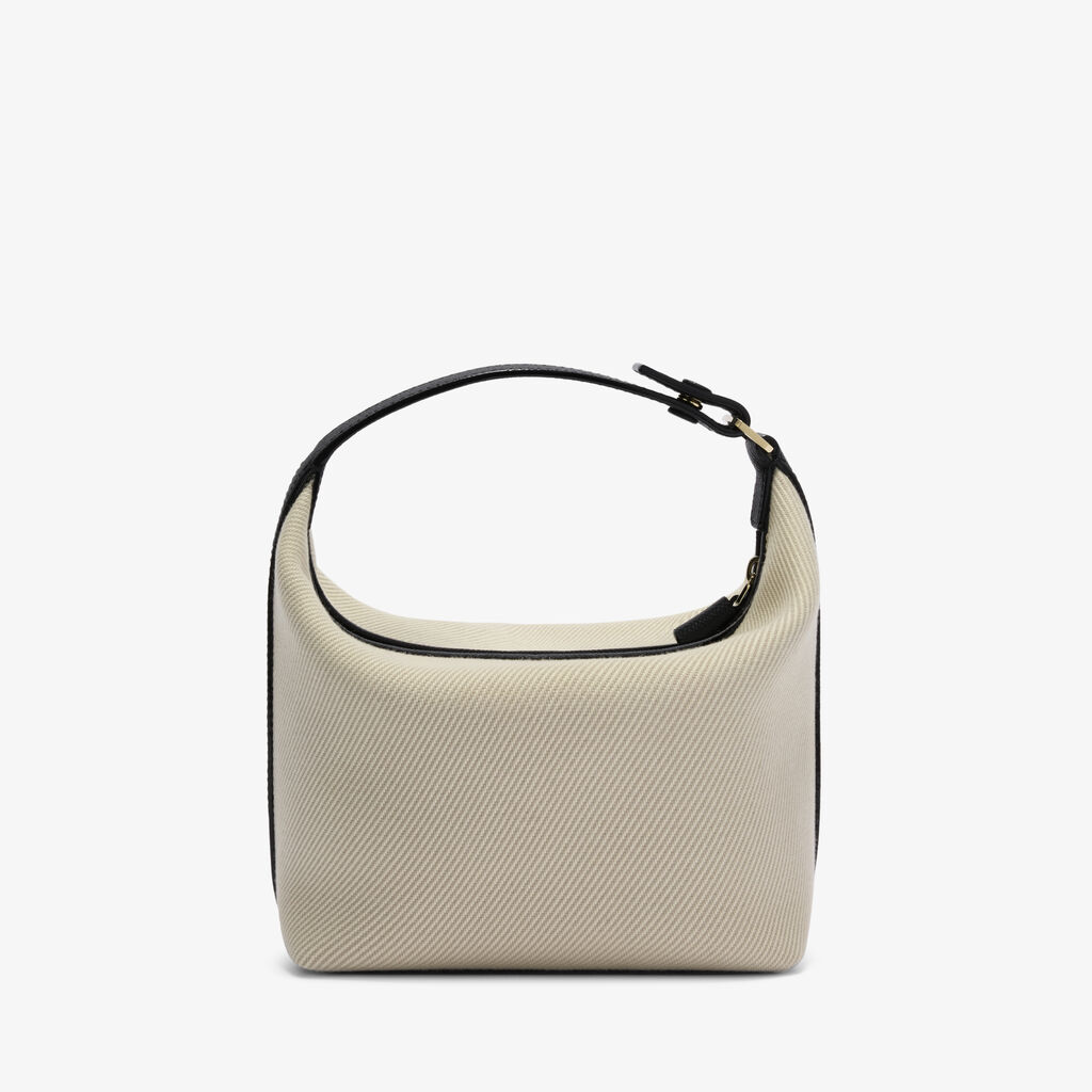 Mochi Textured Canvas Top Handle Mini Bag - Grey/Black - Canvas Eutolbat/Vitello Millepunte Soft - Valextra - 6