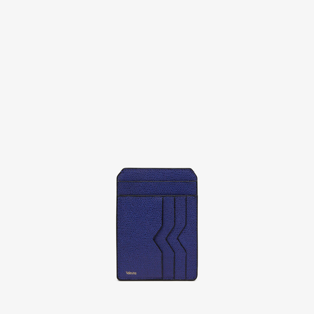 Porta Carte di Credito con Portadocumenti - Blu Royale - Vitello VS - Valextra - 1
