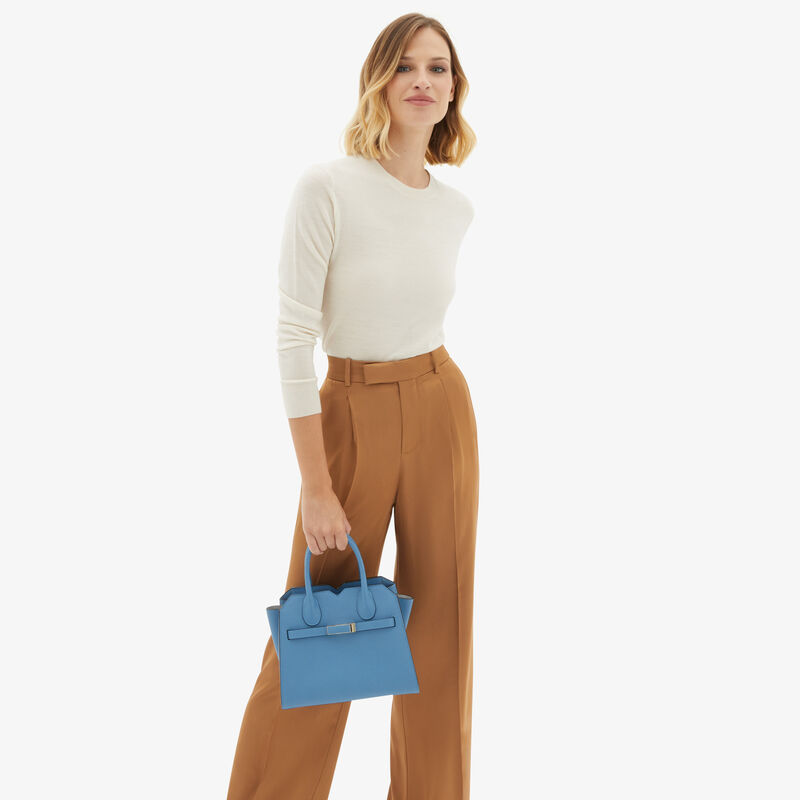 Milano Two Handles Mini Bag - Nebula Blue - Millepunte Soft calf leather - Valextra - 2