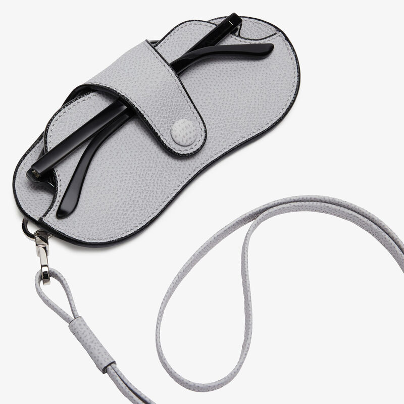 Glasses case with lanyard - Stone Grey - Millepunte calf leather - Valextra - 2