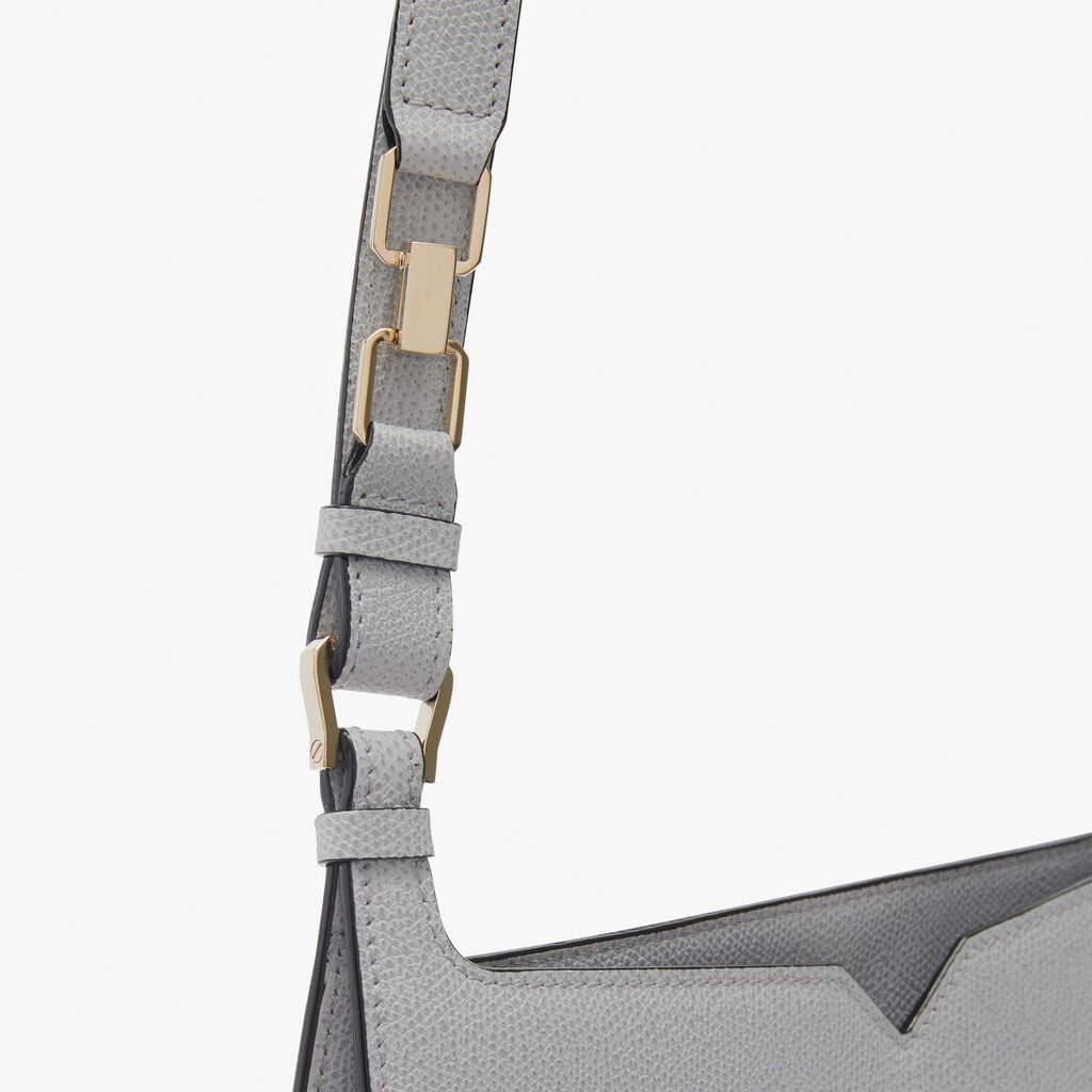 Women's Grey Leather crossbody round bag | Valextra Hobo