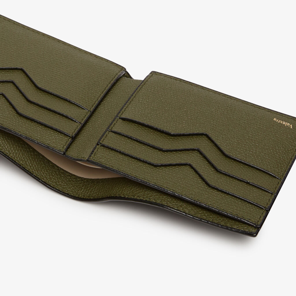 Bifold wallet 6 cc - Military Green - Vitello VS - Valextra - 2