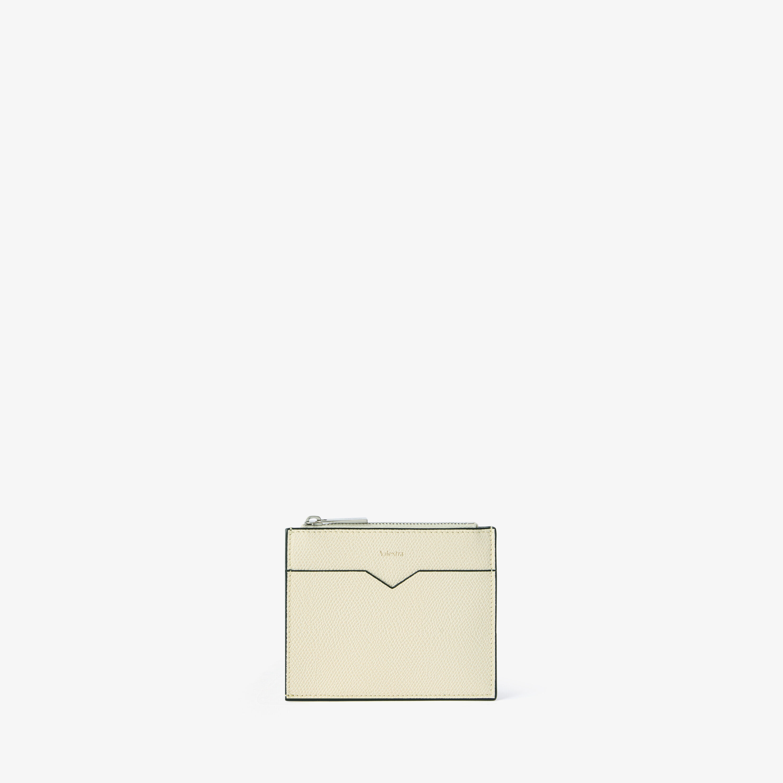White Grained Leather Luxury Card Holder 8CC with Zip | Valextra
