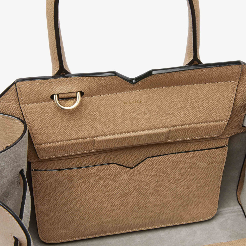 Milano Two Handles Mini Bag - Cashmere Beige - Vitello Millepunte Soft - Valextra - 3
