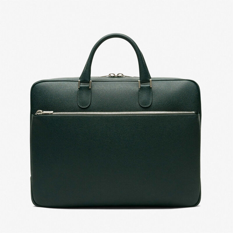 Avietta Briefcase with Zip 24h - Valextra Green - Millepunte calf leather - Valextra - 6