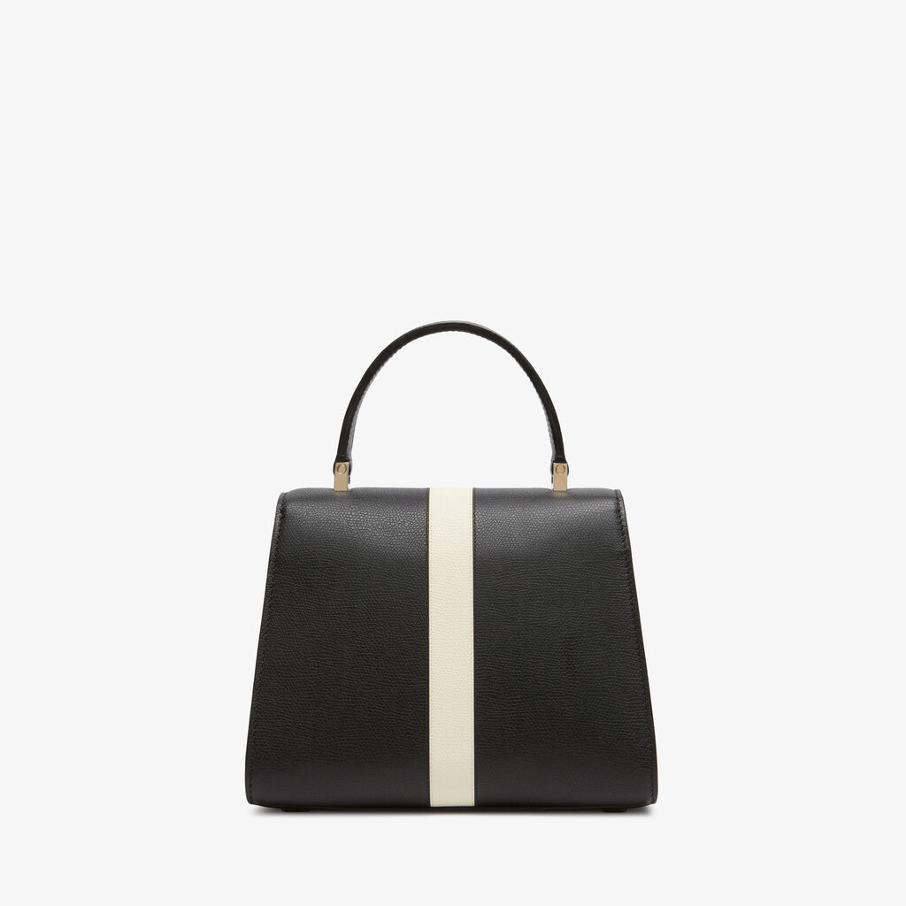 Iside Intarsia Line Top Handle Mini Bag - Black/Pergamena White - VS Vitello Line - Valextra - 6