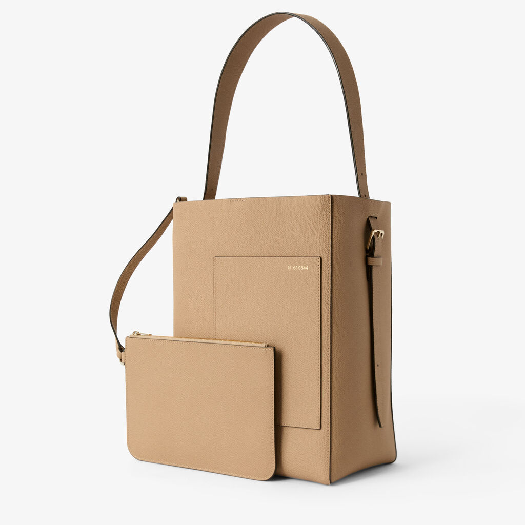Soft Bucket Medium Bag - Cashmere Beige - Vitello VS - Valextra - 2