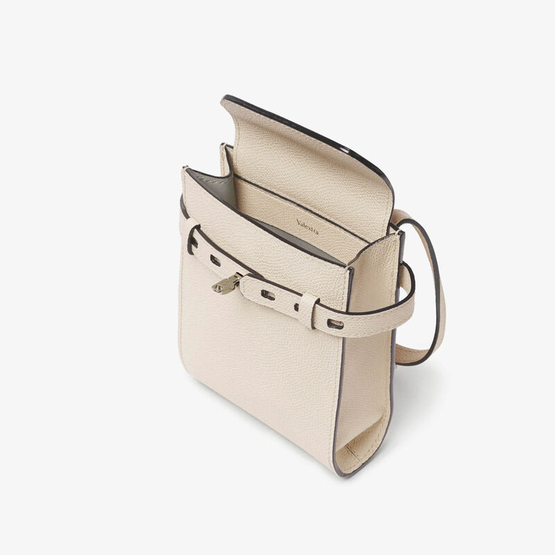 Brera B-Tracollina slim Crossbody micro bag - Pergamena White - Millepunte calf leather - Valextra - 5