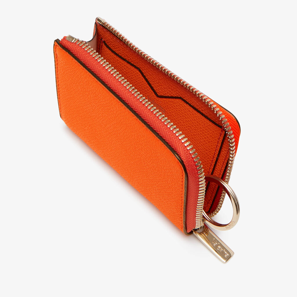 Key Holder Zip Around - Lobster Red - Vitello VS - Valextra - 2