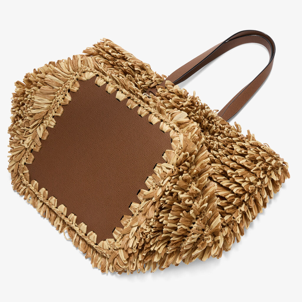 Wavy Raffia Tote Bag -  - Tessuto Punto Pelliccia/Vitello VS - Valextra - 4