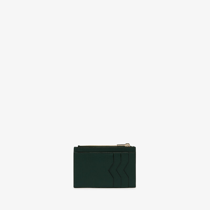 Card Holder 3CC with Zip - Valextra Green - Pavè calf leather - Valextra - 1