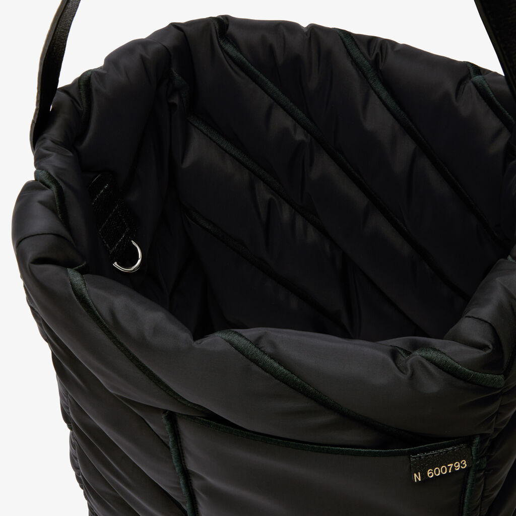 Soft Puffer Bucket Mini Bag - Black - Tessuto Nylon Imbottito/Vitello VS - Valextra - 5